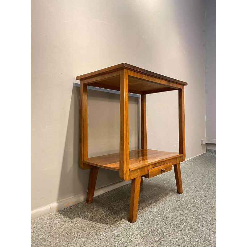 Vintage Table with two tops veneered with walnut 1960s