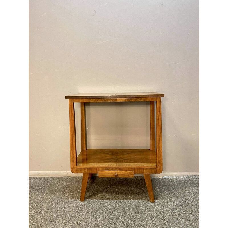 Vintage Table with two tops veneered with walnut 1960s