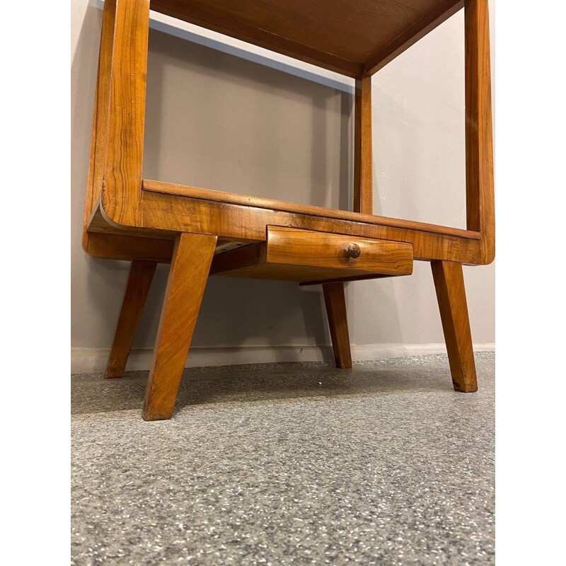 Vintage Table with two tops veneered with walnut 1960s