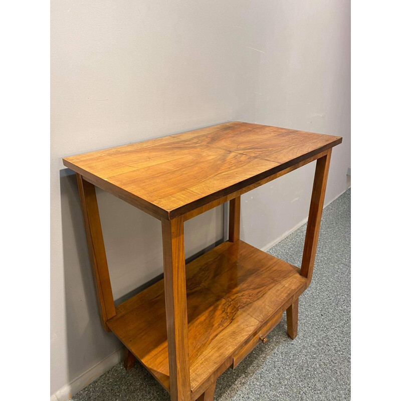 Vintage Table with two tops veneered with walnut 1960s