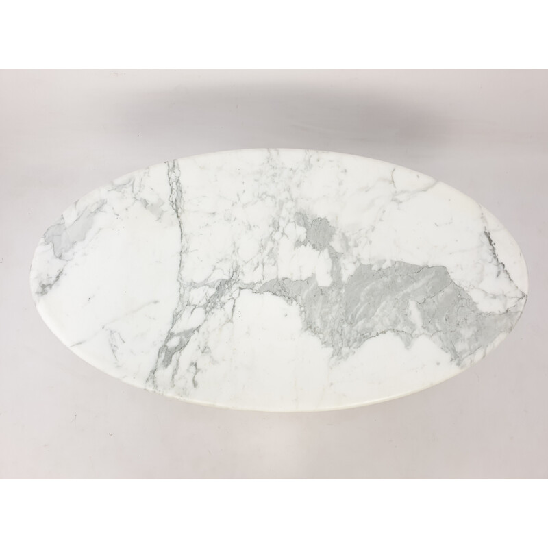 Vintage Marble Oval Coffee Table, Italian 1980s