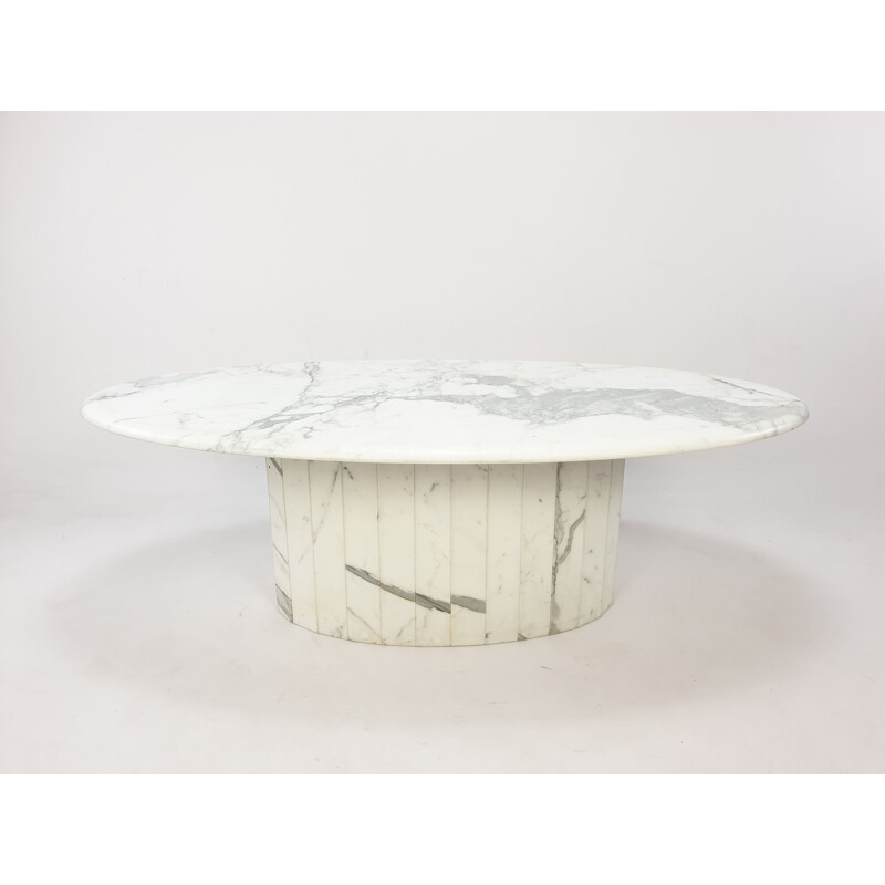 Vintage Marble Oval Coffee Table, Italian 1980s