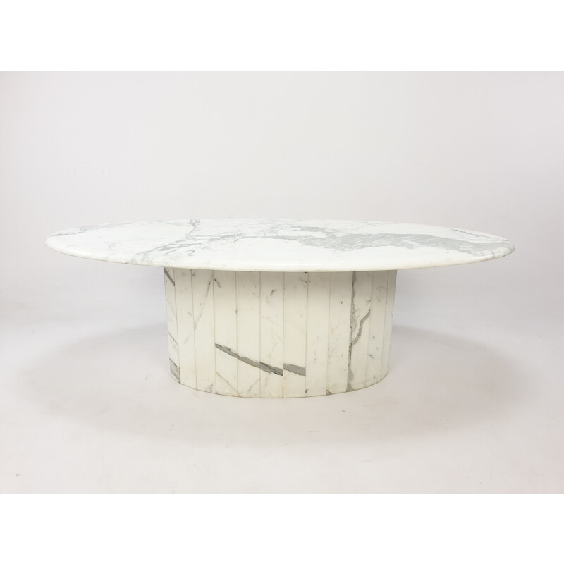 Vintage Marble Oval Coffee Table, Italian 1980s