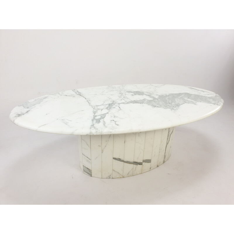 Vintage Marble Oval Coffee Table, Italian 1980s