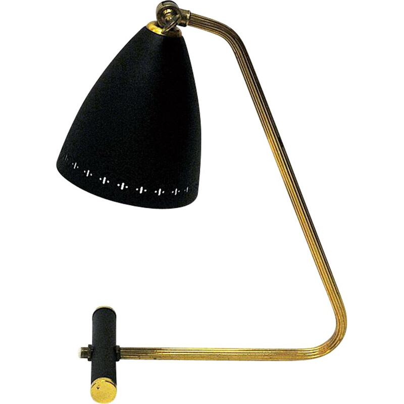 Vintage adjustable Black Metal Desklamp, Swedish 1950s