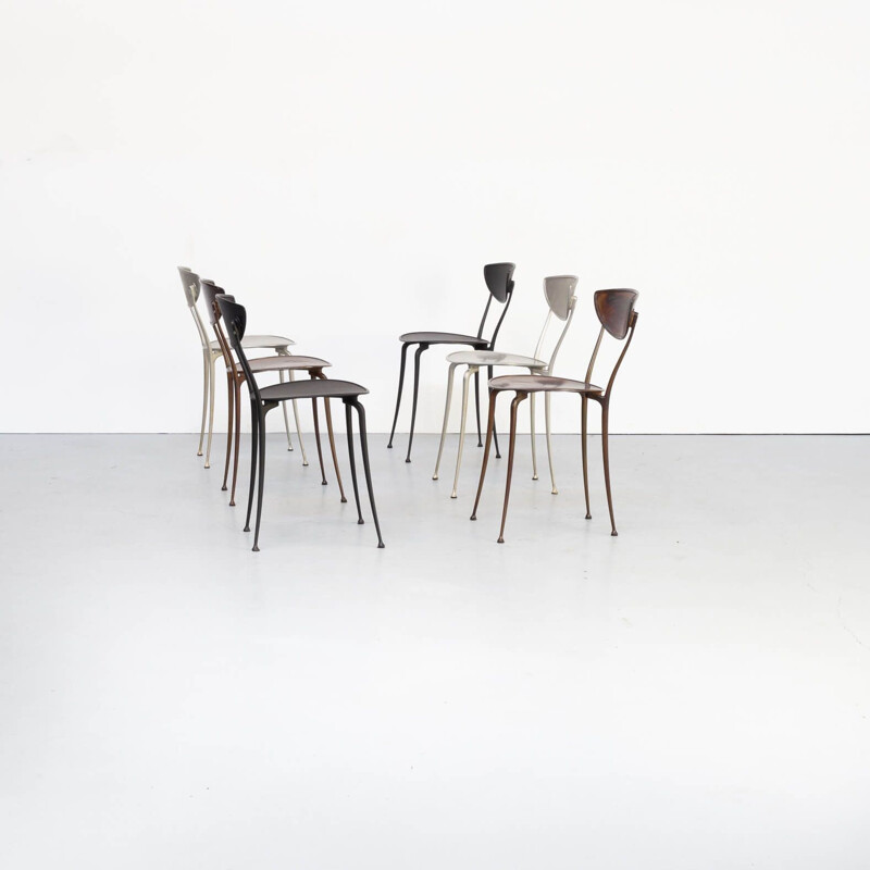 Set of 6 vintage Arper aluminium dining chairs