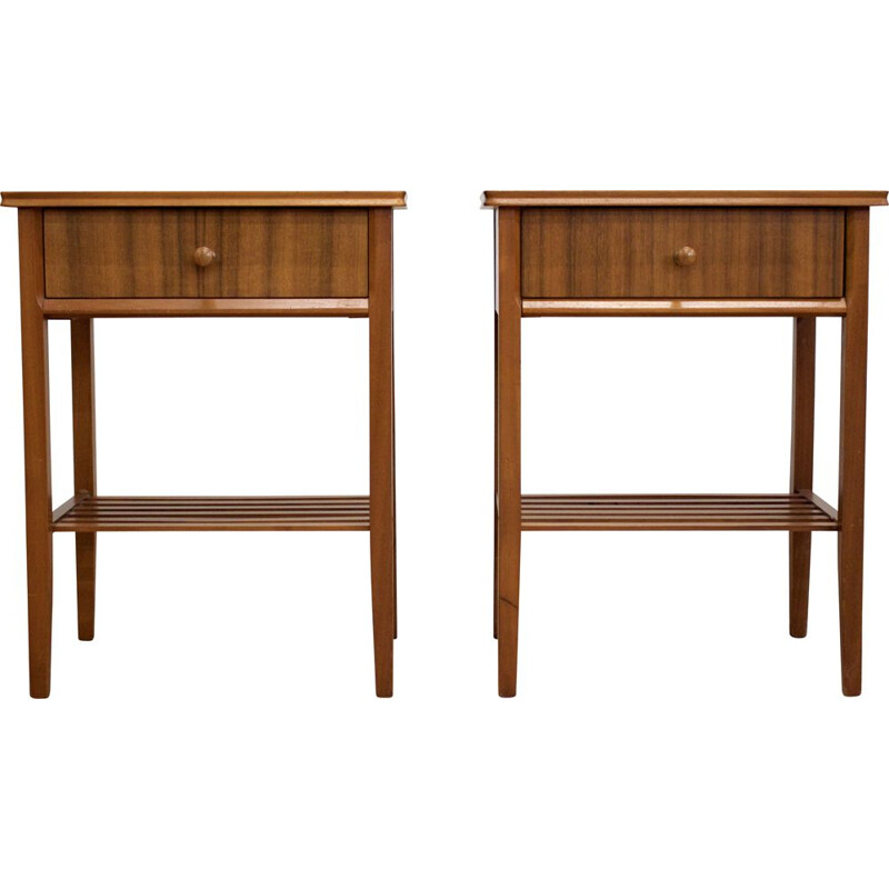 Pair of vintage Walnut Bedside Tables by Peter hayward for Vanson, UK