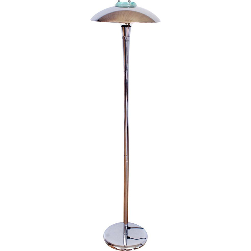 Vintage chromed steel and glass floor lamp "Mushroom"