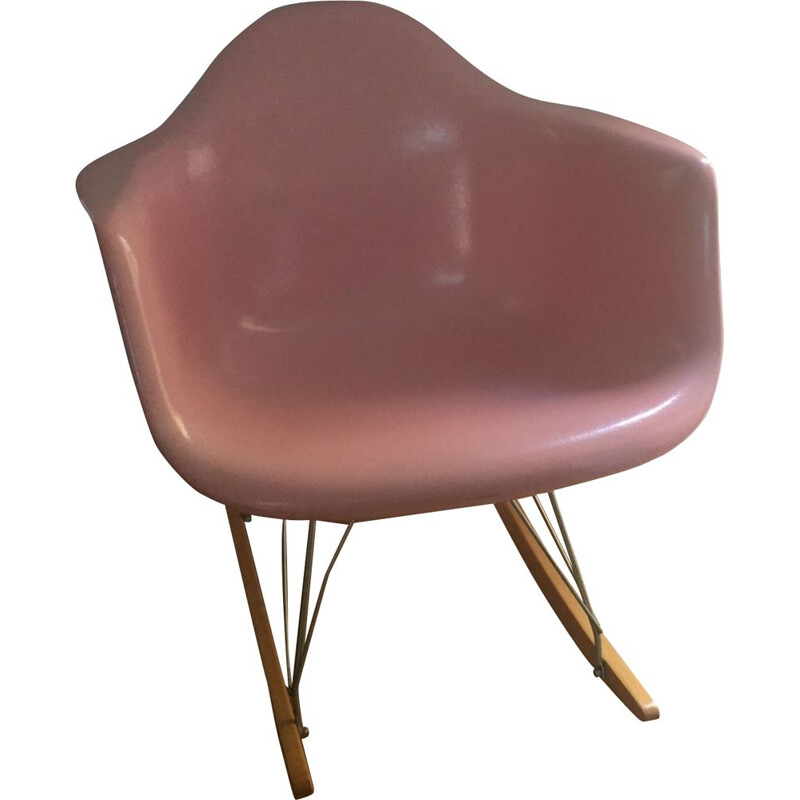 Vintage Rocking chair rose de Charles Eames 1950