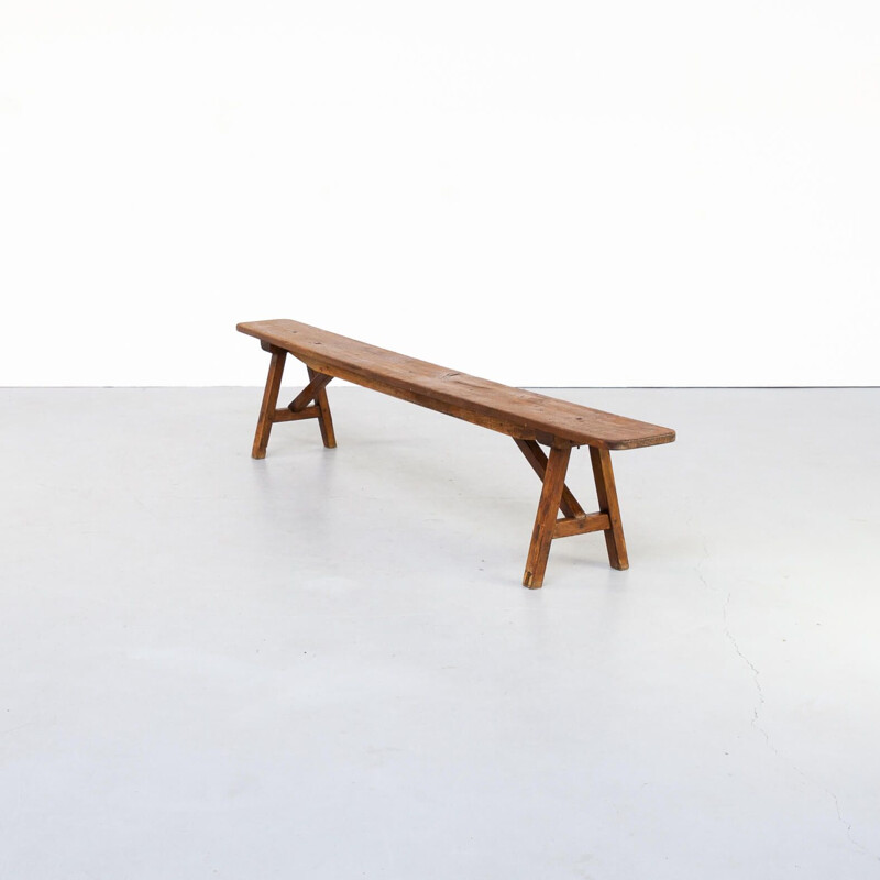 Vintage organic wooden bench 1950s