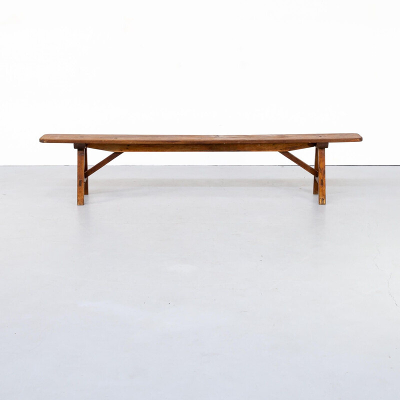 Vintage organic wooden bench 1950s