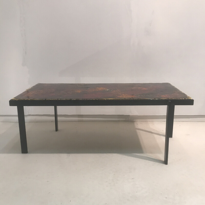 Small vintage coffee table in enamelled lava