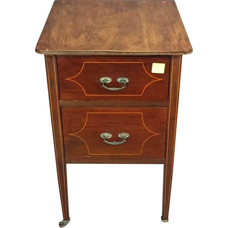 Vintage mahogany bedside table, English