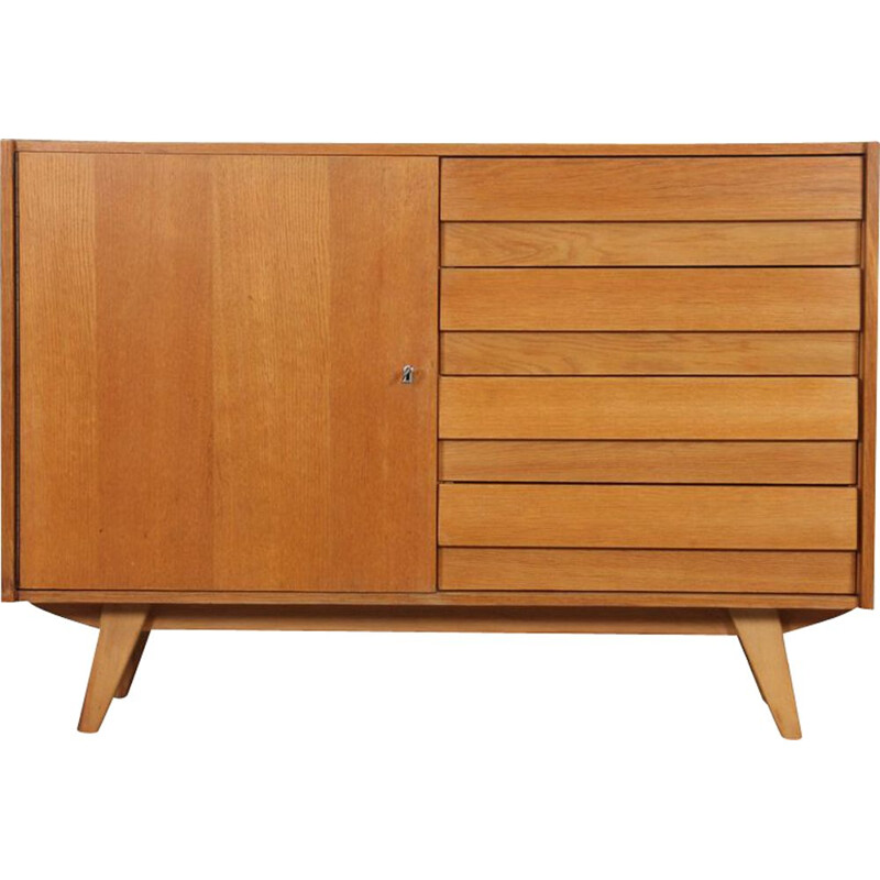 Commode vintage modèle U-458 en chêne par Jiri Jiroutek, République tchèque 1960