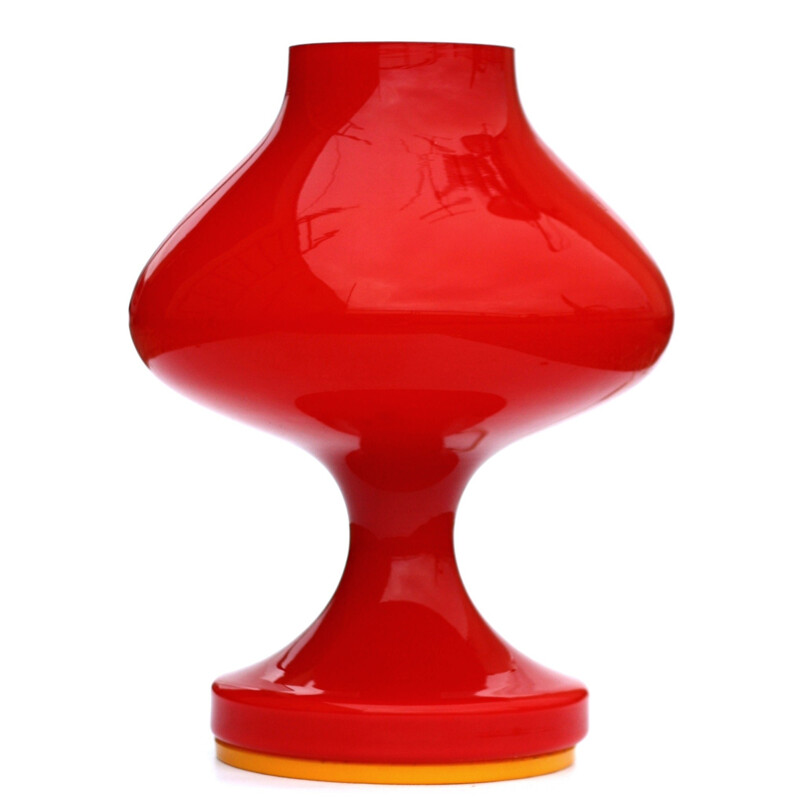 Czech OPP table lamp in red glass, Stefan TABERY - 1970s