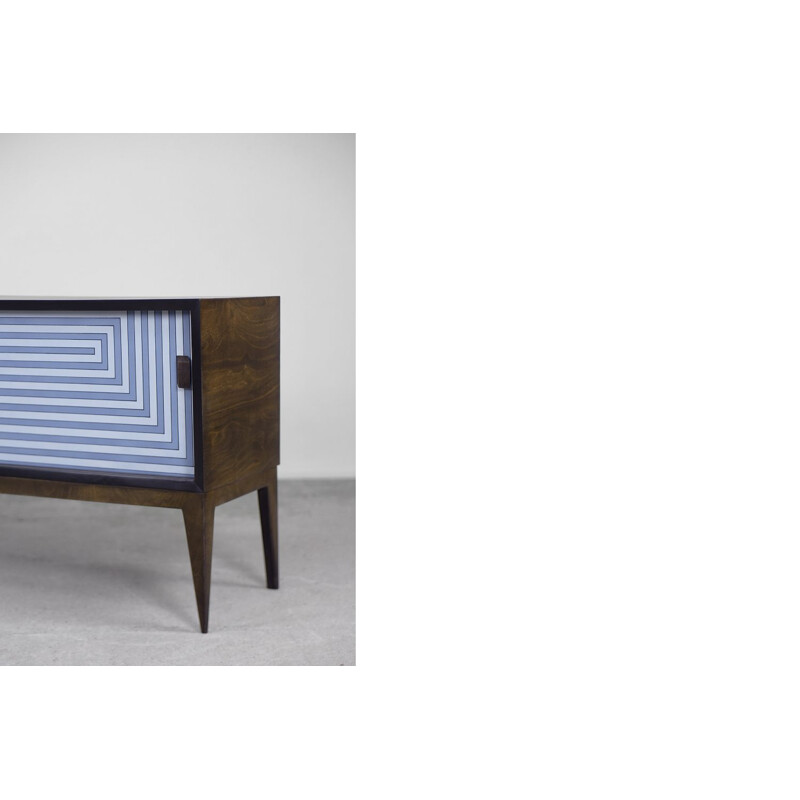 Vintage Modern Walnut Hand-Painted Sideboard, Scandinavia 1960s