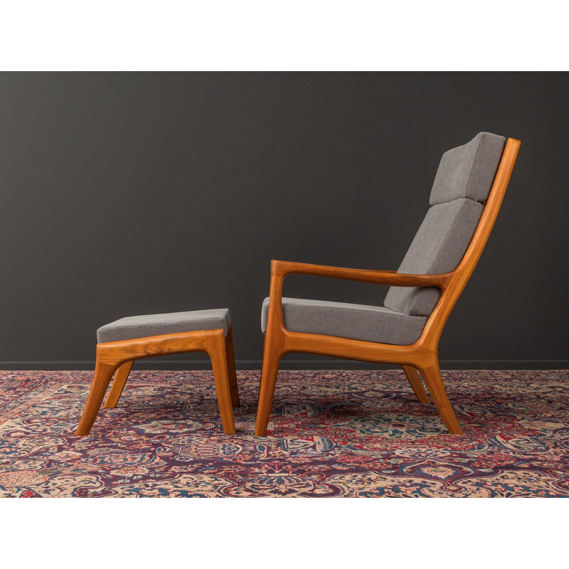 Vintage Armchair with stool by Ole Wanscher, Denmark 1960s