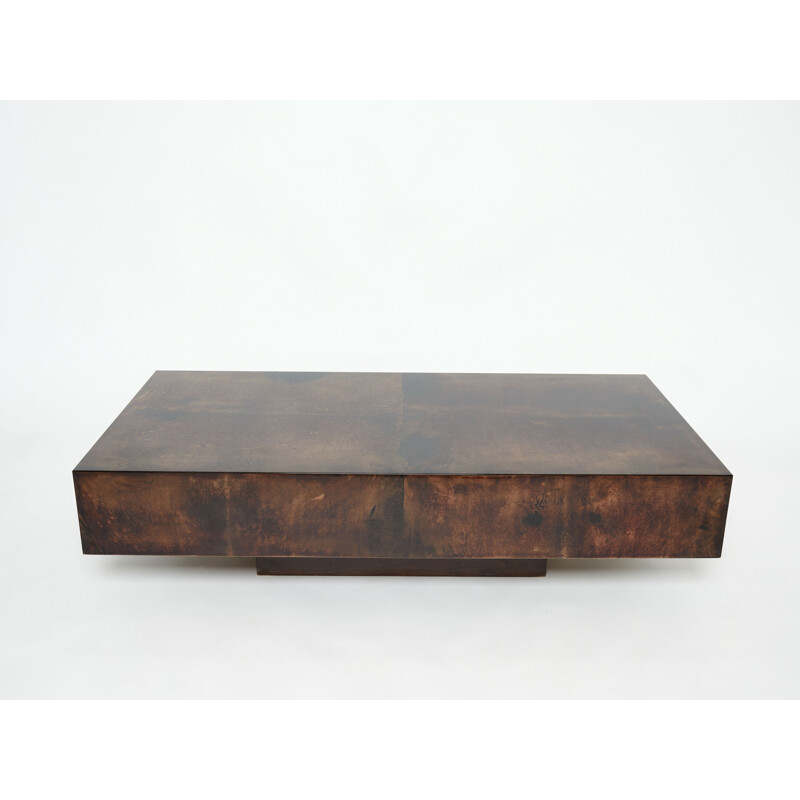 Vintage parchment coffee table by Aldo Tura, Italy 1960s