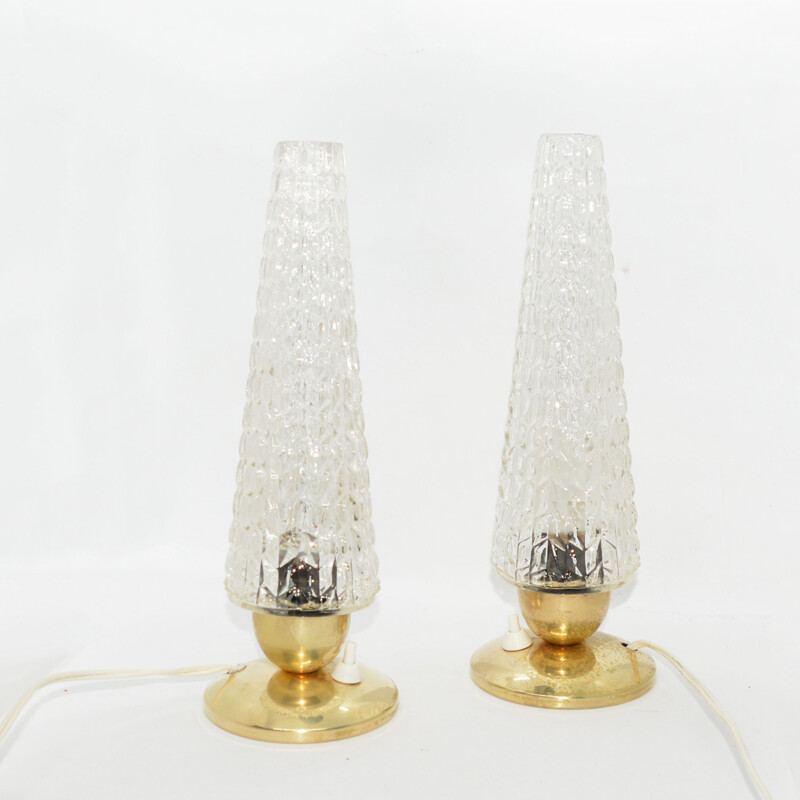 Pair of vintage brass bedside lamps by Elektro-Rausendorf Bautzen, Germany 1970s