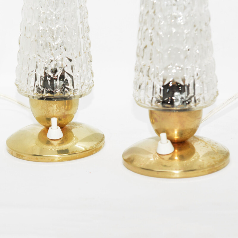 Pair of vintage brass bedside lamps by Elektro-Rausendorf Bautzen, Germany 1970s