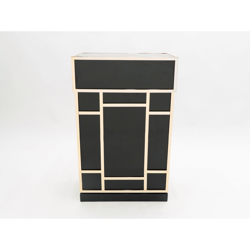 Pair of vintage black lacquer and brass bar elements by Maison Jansen, 1970