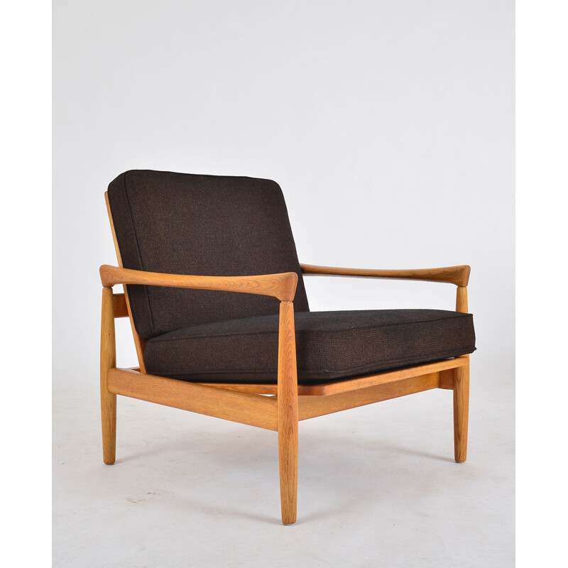 Pair vintage Erik Worts Oak Lounge Chairs for Broderna Andersson, Sweden 1960s