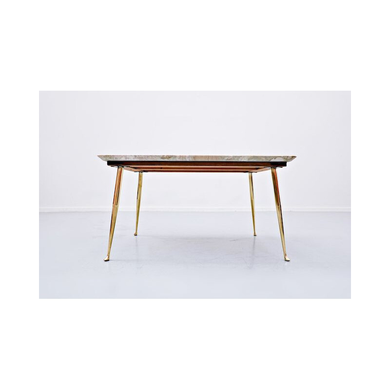 Vintage mable and brass side table, Italian 1960s