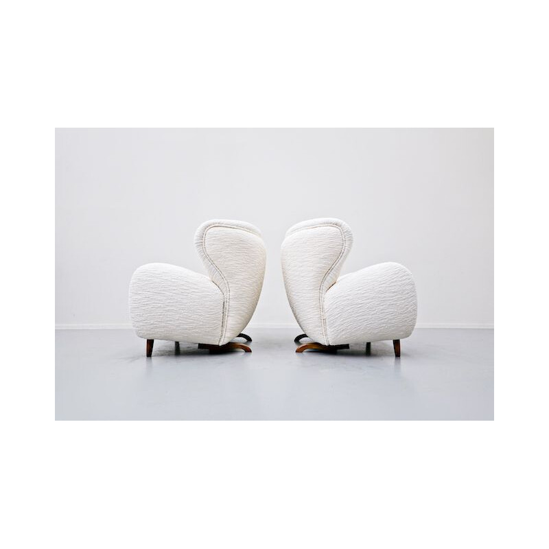 Pair of vintage Armchairs and Ottoman, Italy 1950s