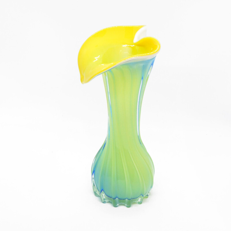 Vase vintage en verre soufflé à la main de Murano, Italie 1980