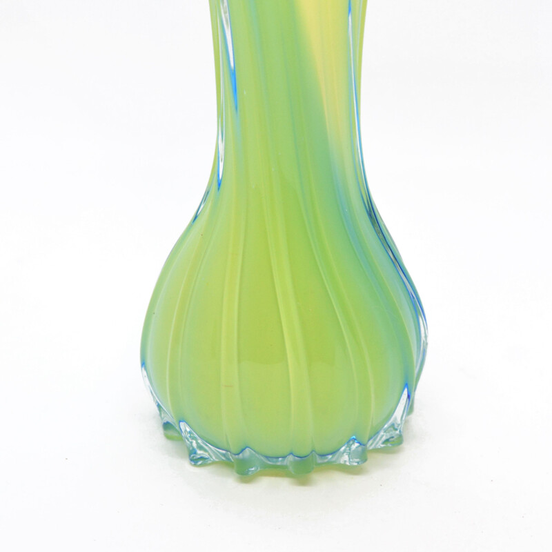 Vase vintage en verre soufflé à la main de Murano, Italie 1980