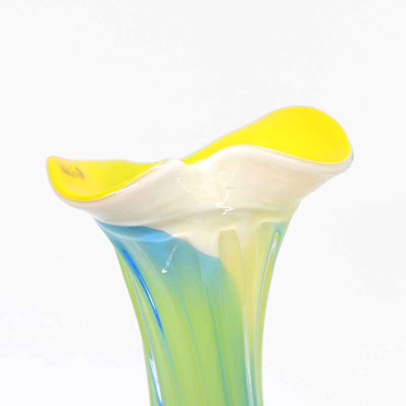 Vase vintage en verre soufflé à la main de Murano, Italie 1980