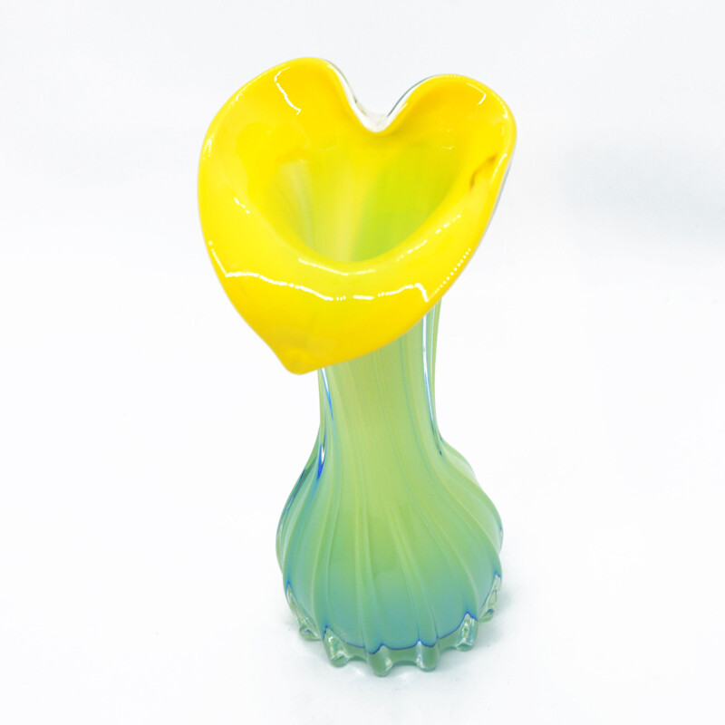 Vintage Hand-blown glass vase by Murano, Italy 1980s