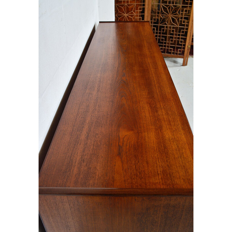 Vintage Freistehende Moderne Teakholz-Schrankwand Tambour Credenza, Dänemark 1960