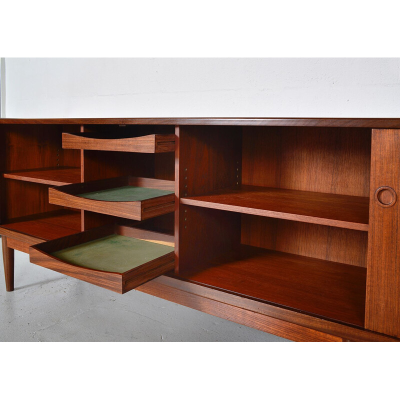 Vintage Modern Teak Tambour Freestanding Sideboard Credenza, Danish 1960s