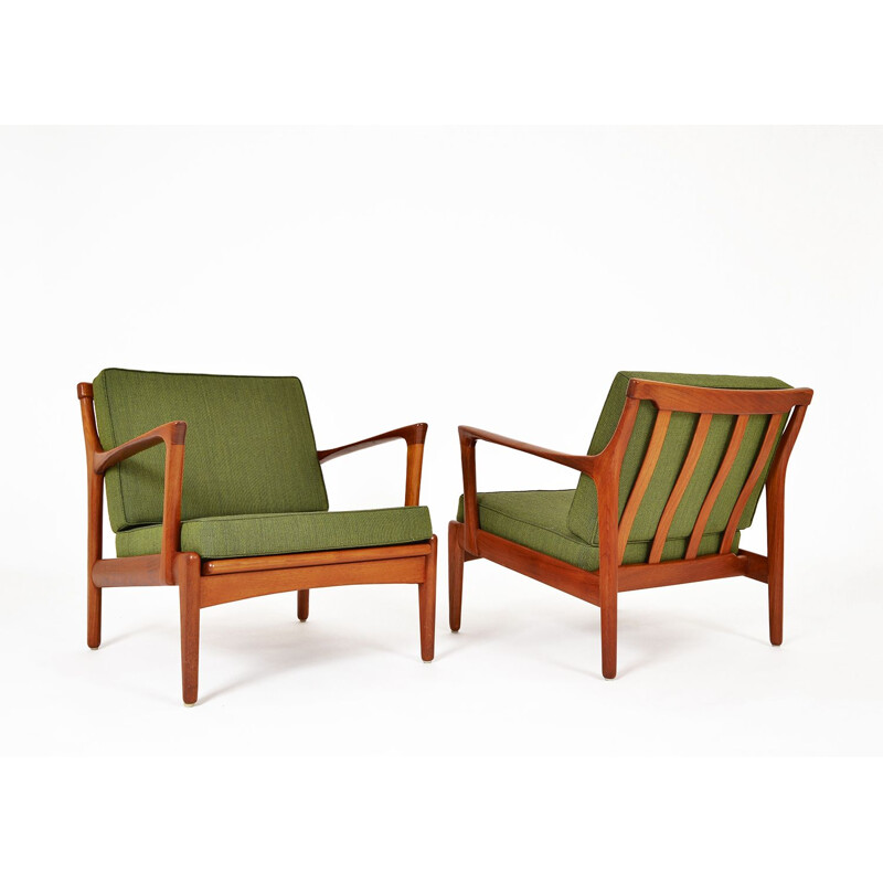 Pair of vintage Teak Lounge Chairs by Bertil Fridhagen for Broderna Andersson, Scandinavian 1950s