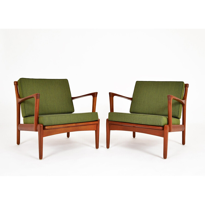 Pair of vintage Teak Lounge Chairs by Bertil Fridhagen for Broderna Andersson, Scandinavian 1950s