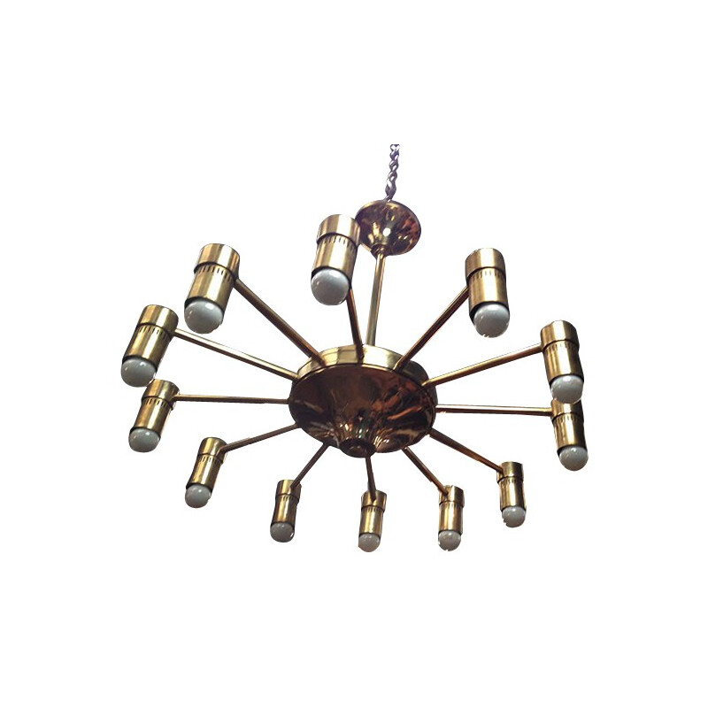 Brass chandelier by Gaetano Sciolari