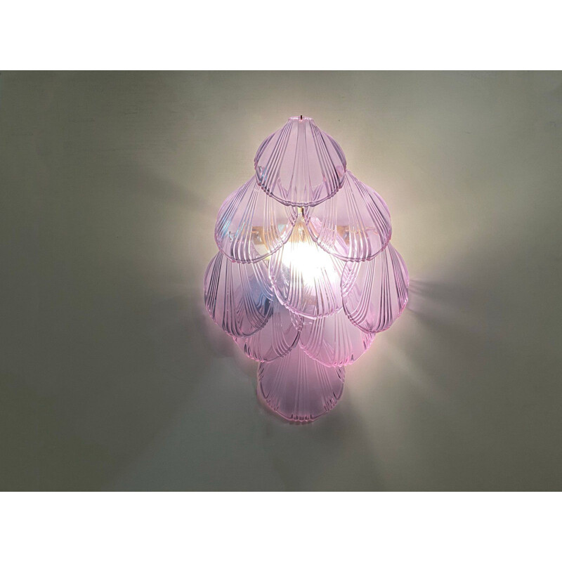 Pareja de apliques vintage de cristal lila, 1970