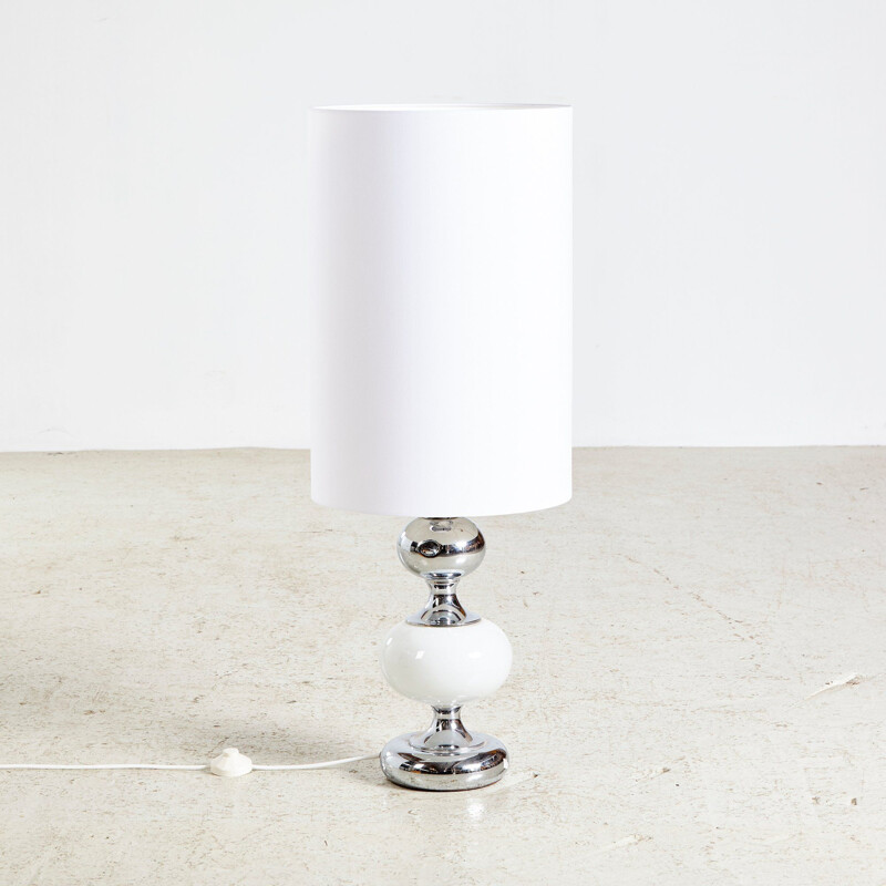 Vintage White Chrome Floor or Table Lamp 1960s