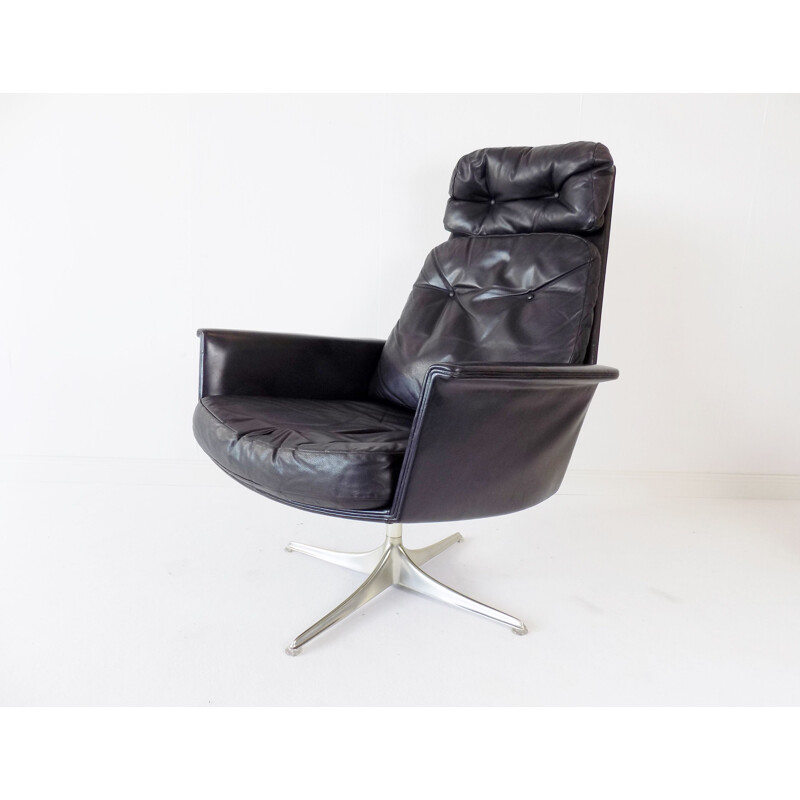 Vintage COR Sedia black leather armchair by Horst Brüning