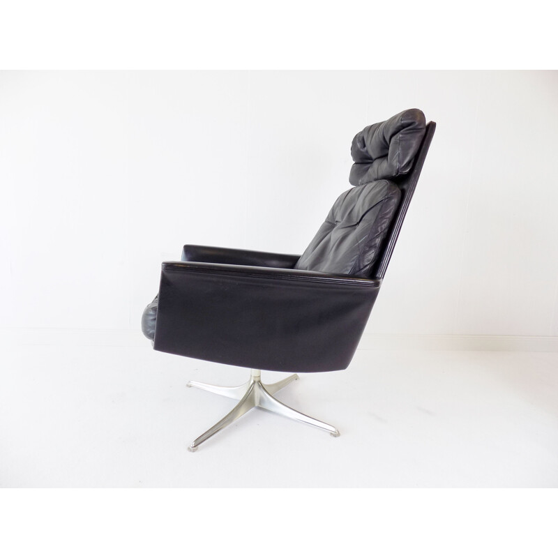 Vintage COR Sedia black leather armchair by Horst Brüning