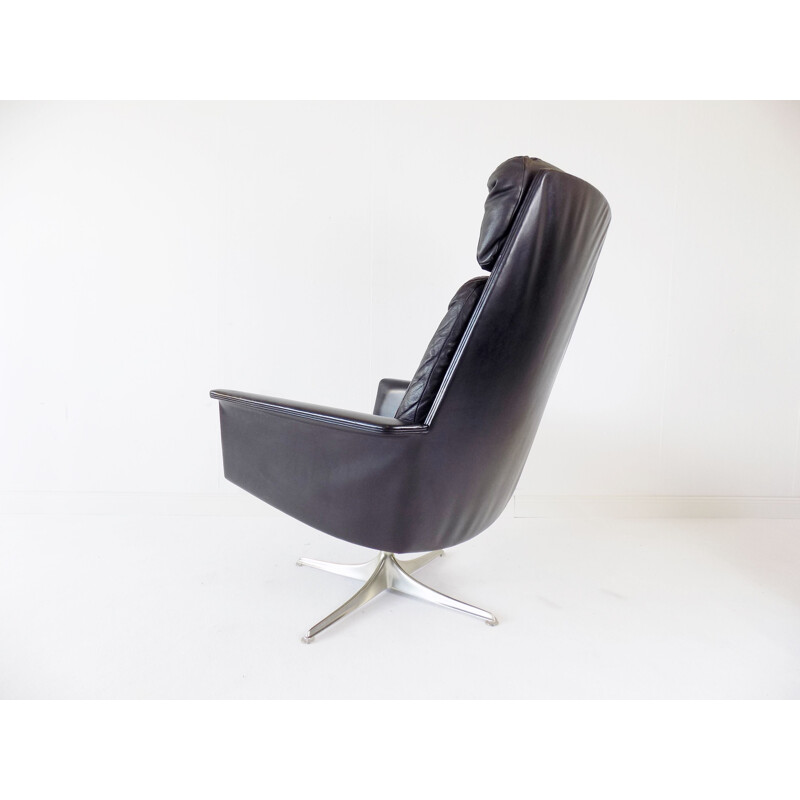 Fauteuil vintage COR Sedia en cuir noir par Horst Brüning