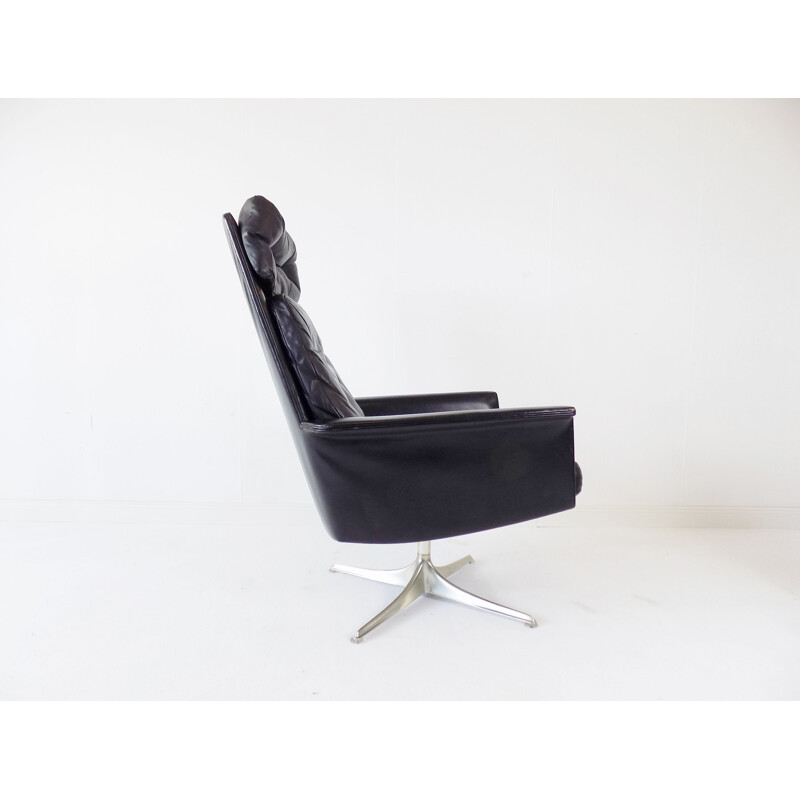 Vintage COR Sedia black leather armchair by Horst Brüning