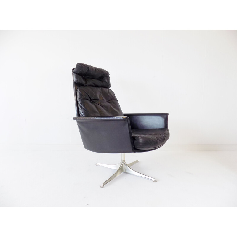 Vintage COR Sedia black leather armchair by Horst Brüning