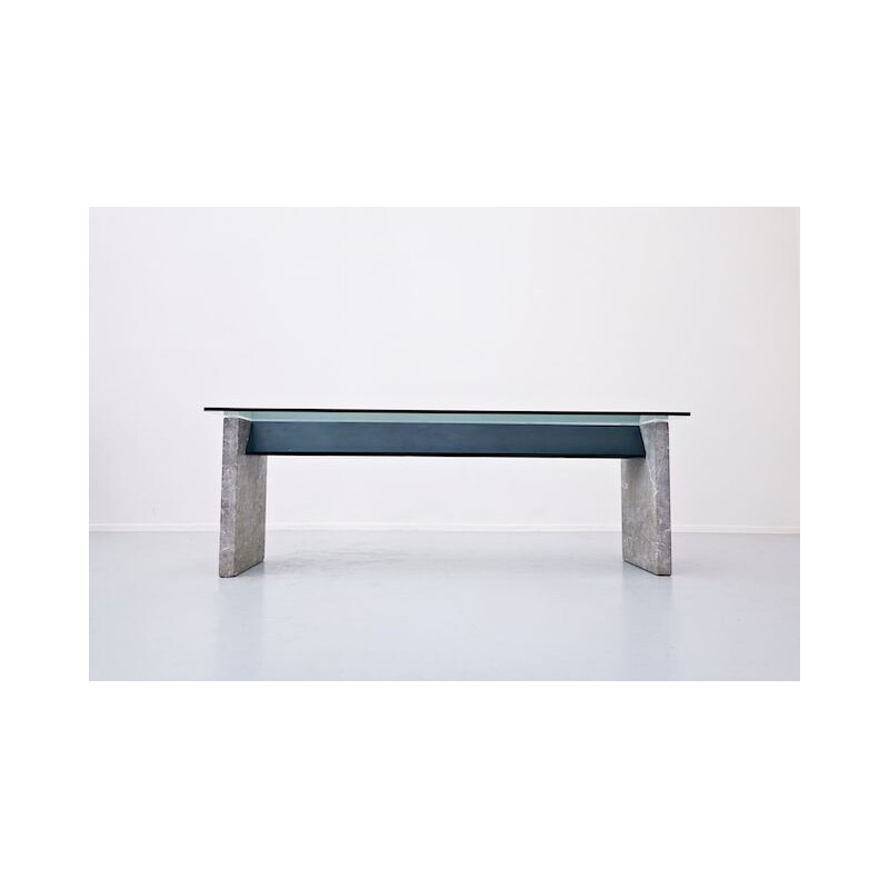 Vintage Marble Steel And Glass Top Dining Table By Lazzotti For Up&Up