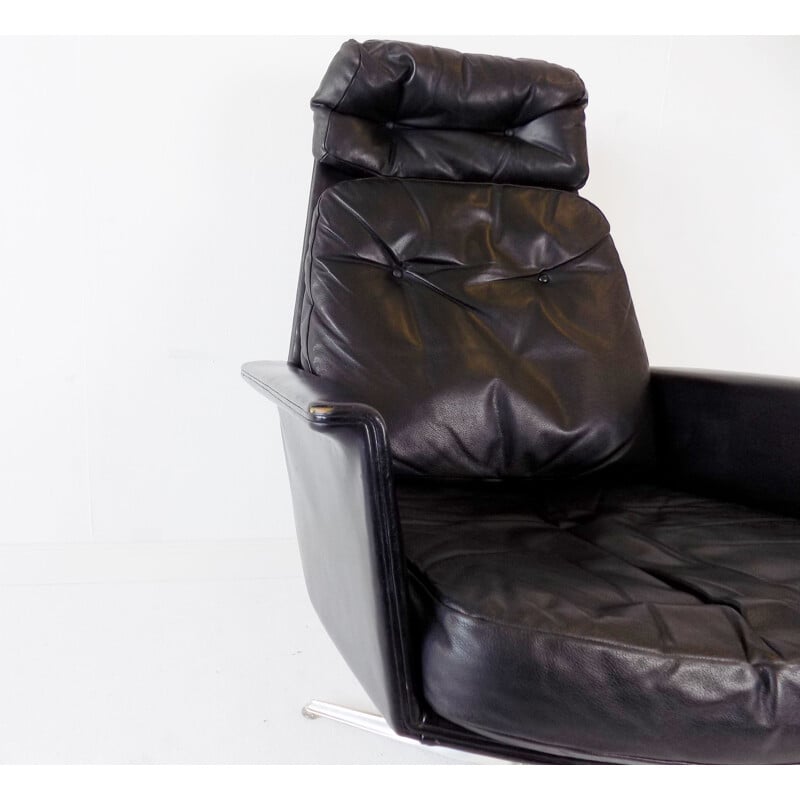 Vintage COR Sedia black leather armchair by Horst Brüning