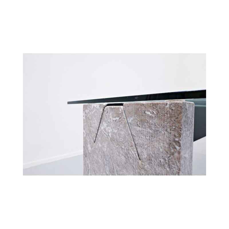 Vintage Marble Steel And Glass Top Dining Table By Lazzotti For Up&Up