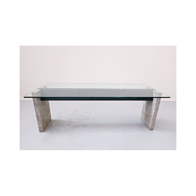Vintage Marble Steel And Glass Top Dining Table By Lazzotti For Up&Up