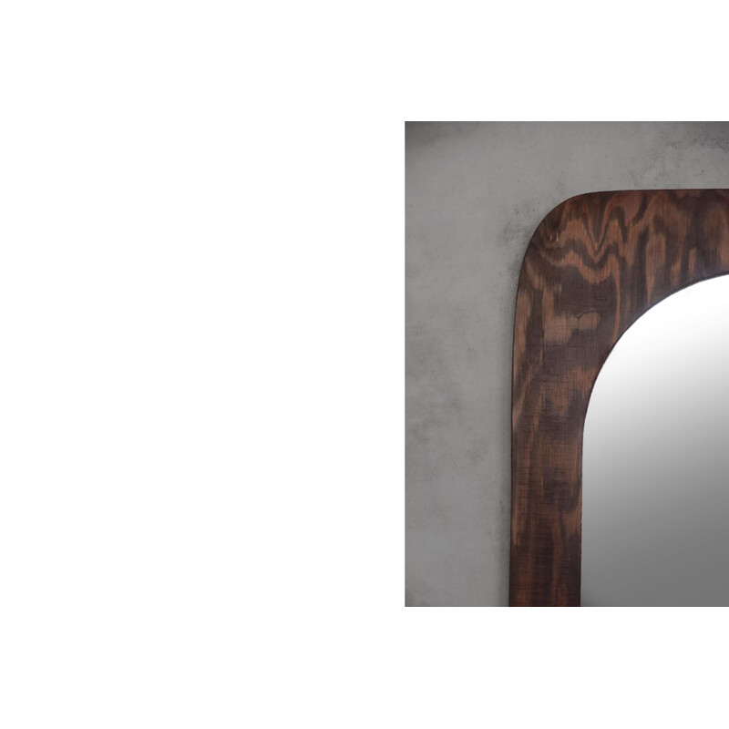 Vintage wooden wall mirror, Denmark 1950