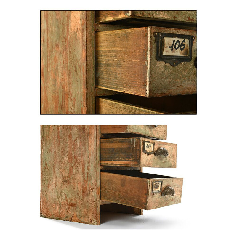 18 drawer vintage wood workshop column, France